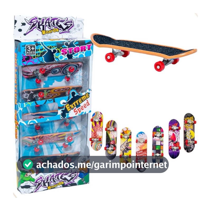 kit 5 Skates Dedo Profissional Fingerboard com Lixa Chave Truck Metal Rodinhas Brinquedo Criança Infantil
