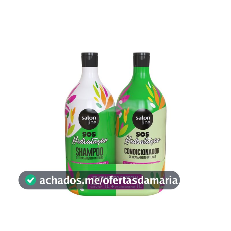 Kit S.O.S Hidratação Azeite de Oliva Shampoo e Condicionador Litrão Salon Line