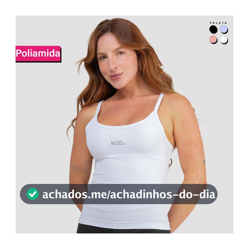 Regata Alça Fina Fitness Blusa Feminino Liso Poliamida Tank Top Slim Camiseta Academia Verão