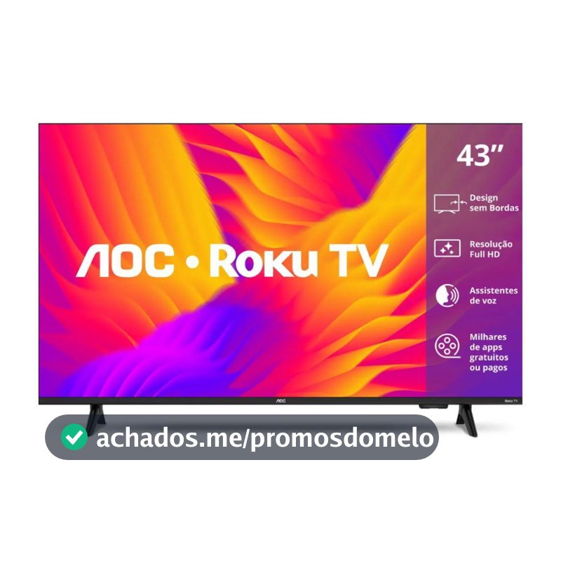 Smart TV AOC 43" Full HD 43S5155/78G Wi-Fi Roku TV com Dolby Audio