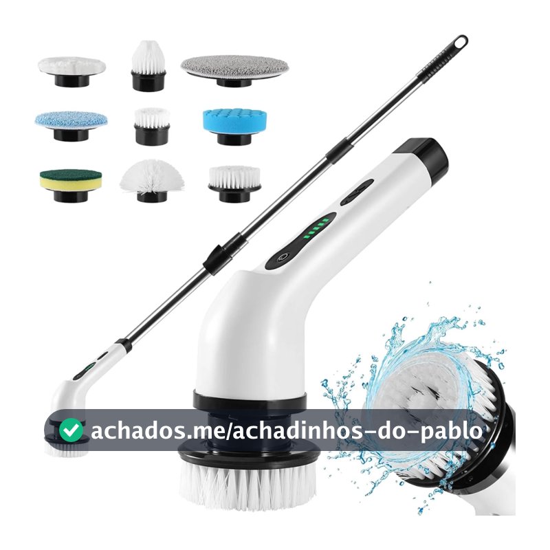 Escova De Limpeza Multiuso Elétrica 9 Cabeças Sem Fio 360º