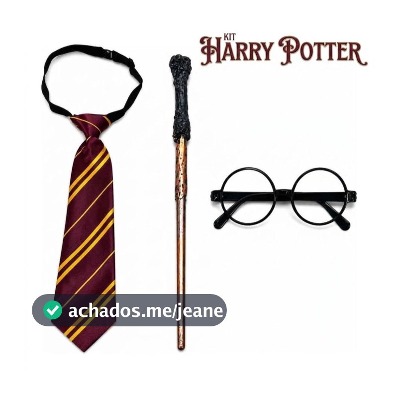 Kit Harry Potter Com Varinha + Gravata + Óculos cosplay