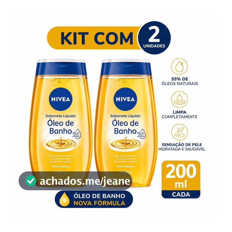 Kit 2 Sabonete Corporal Óleo de Banho Nivea 200ml Cada