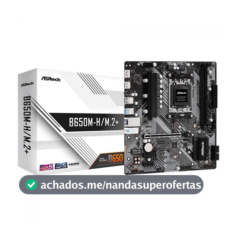 Placa Mãe ASRock B650M-H/M.2+, Chipset B650, AMD AM5, mATX, DDR5