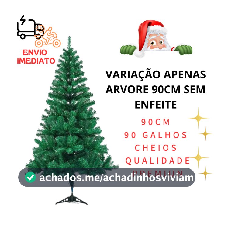 ARVORE DE NATAL 90 CM ÁRVORE DE NATAL COM 90CM ARVORE  VERDE PEQUENA 80 GALHOS LUXO ARVORE PARA APARTAMENTO GALHOS GROSS
