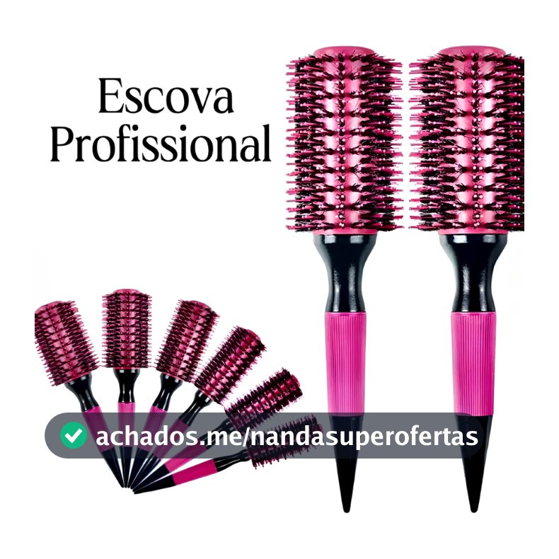 Escova De Cabelo Térmica Amarela ou Rosa Madeira Mista Com Cerdas De Javali