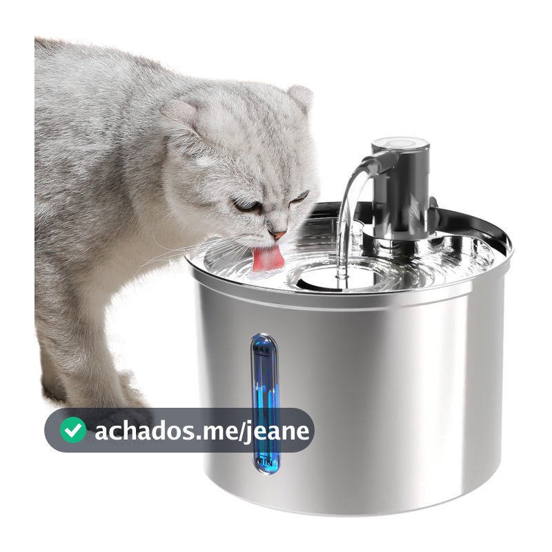 Newpet Fonte Gato 3L Automática De Aço Inoxidável Para Cães Fácil De Limpar Ultra Silencioso Adequado Gatos BIVOLT