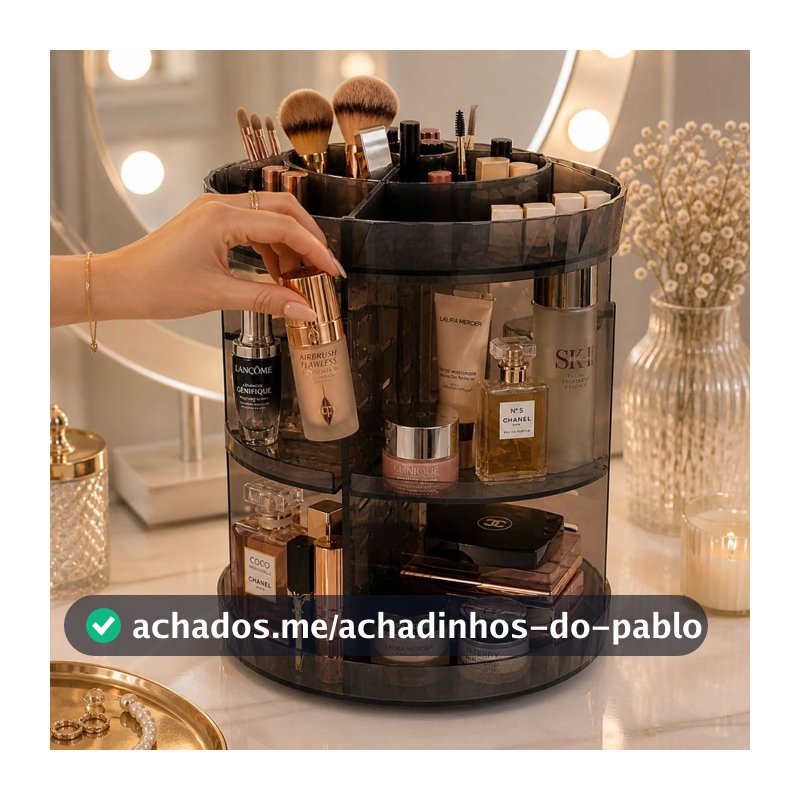 Organizador de maquiagem Acrílico  Giratório 360º Suporte Para Cosméticos