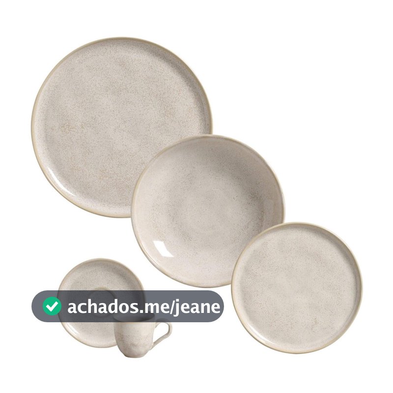 Aparelho de Jantar 30 Peças Cerâmica Porto Brasil Bio Latte Jogo Mesa Posta