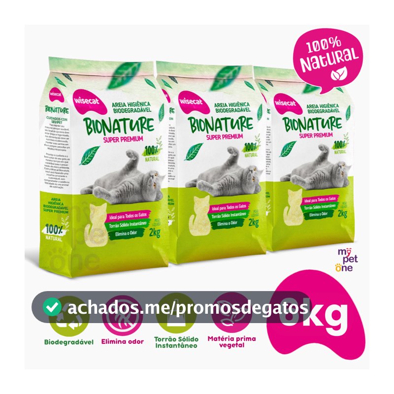 Areia Biodegradável Para Gatos Bionature Grossa Verde - 2Kg