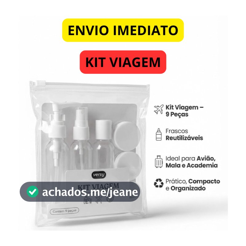 Kit De Frascos Para Viagem 9 Peças Mala De Mão Bordo Academia Higiene