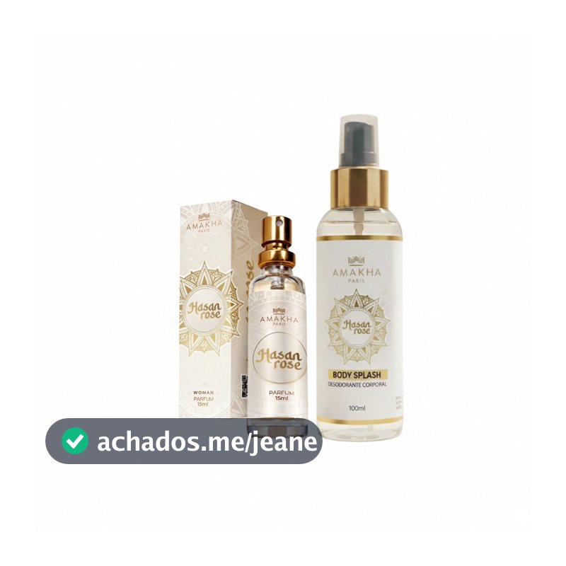 kit perfume e Body Splash Árabe Feminino/ Hasan Rose: Perfume 15ml + Body Splash 100ml | Amakha Paris