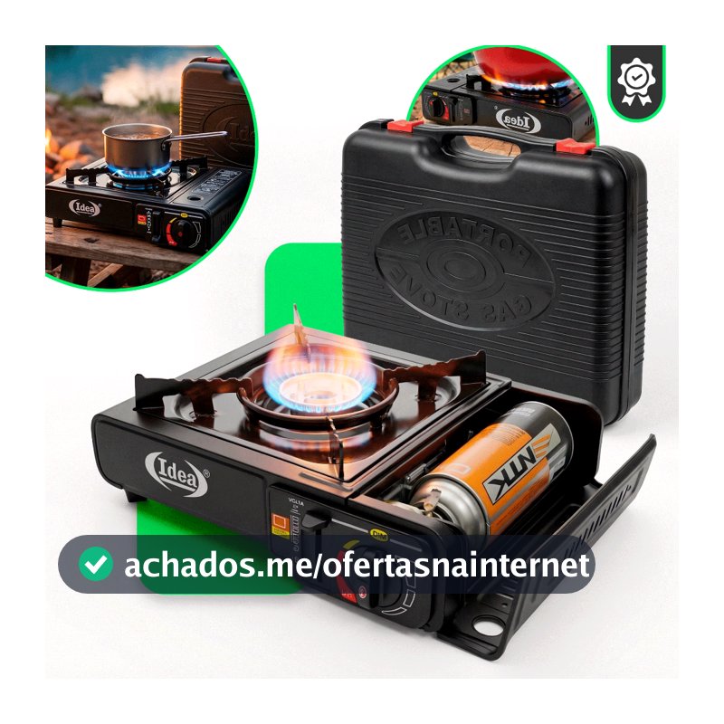 Fogareiro Portátil a Gás Camping Pesca Viagem Acendimento Automático com Maleta Fogão a Gás Portátil
