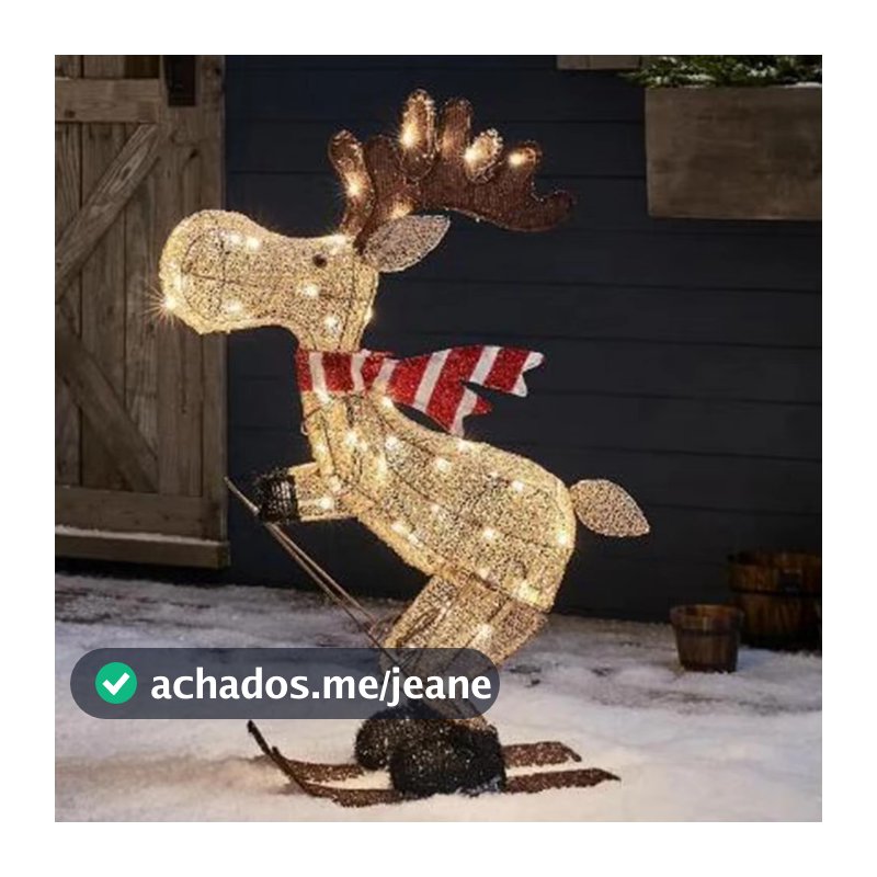 Com Luzes Led Para Decoração De Natal , Enfeites Brilhantes De Rena De Esqui , Decorações De Gramado 3d