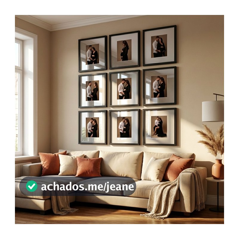 kit 9 quadros decorativos moldura fotográfica 23x23cm moldura com paspatur foto 10x15