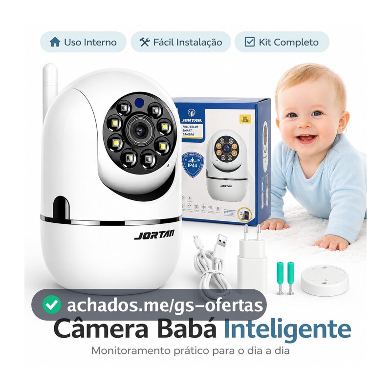 Câmera de Segurança WiFi 360° Full HD Interna com Áudio 2 Vias Detecção App YOOSEE