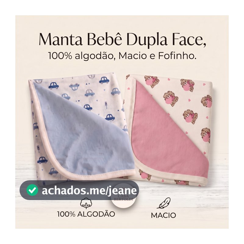 Manta Bebê Cueiro Dupla Fase Estampada Baby enxoval Bebe 100% Algodão 90X90 Menino Menina Rosa Azul