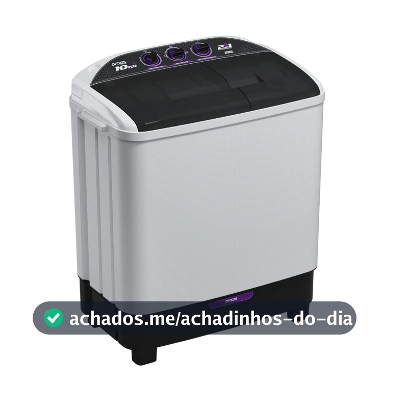 Máquina de Lavar Twin Tub Praxis 10kg 2 em 1 Lava e Centrifuga Branca