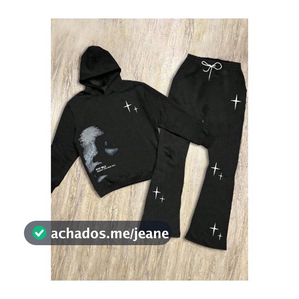 Conjunto de Calça de Moletom e Moletom com Capuz  Impressão de Letras para Homens Outono/inverno lançamento