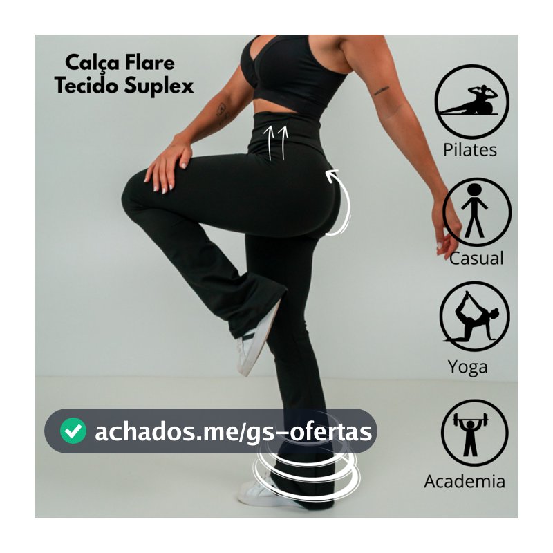 Calça Legging Bailarina Flare Modela bumbum Cintura Alta P ao GG Confortável Promoção 11.11