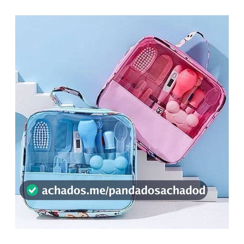 Bolsa Com Kit Para Cuidados De Higiene ESaúde Do Seu Bebê Com13 Peças Contém TermômetroEscova Cortador E Outros Produtos