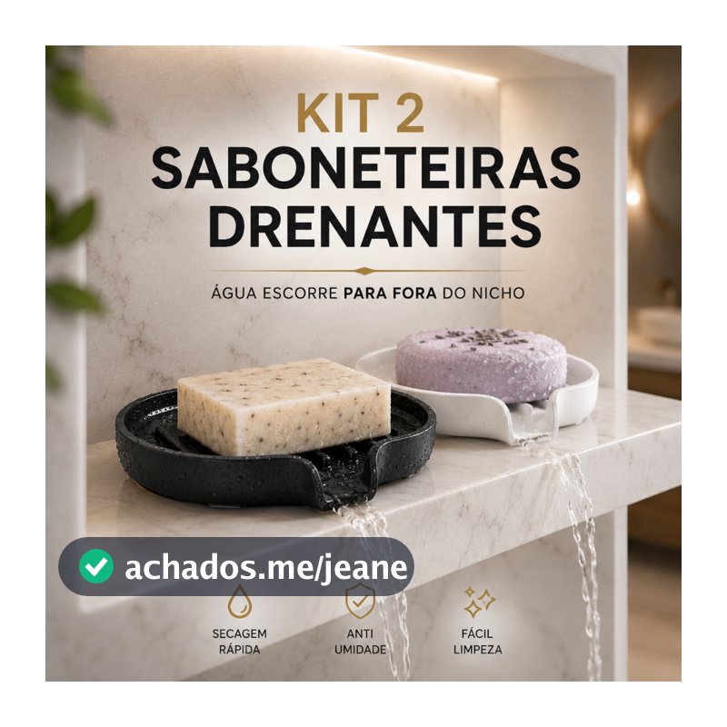 Kit 2 Saboneteiras para Lavabo com Escoamento Rápido Evita Lodo e Conserva o Sabonete