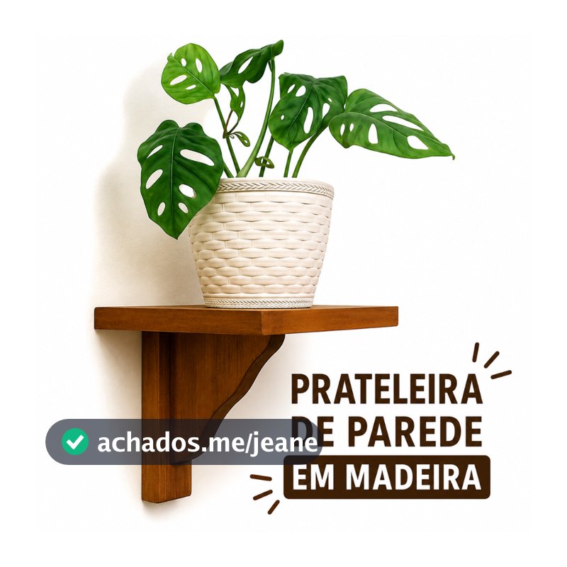 Prateleira Porta Vasos em Madeira de Pinus Natural Decorativa para Parede Plantas e Enfeites