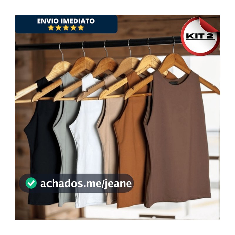 KIT 2 Regata Blusinha Feminina Suplex Duplo Básica Elegante Blogueira Tendencia