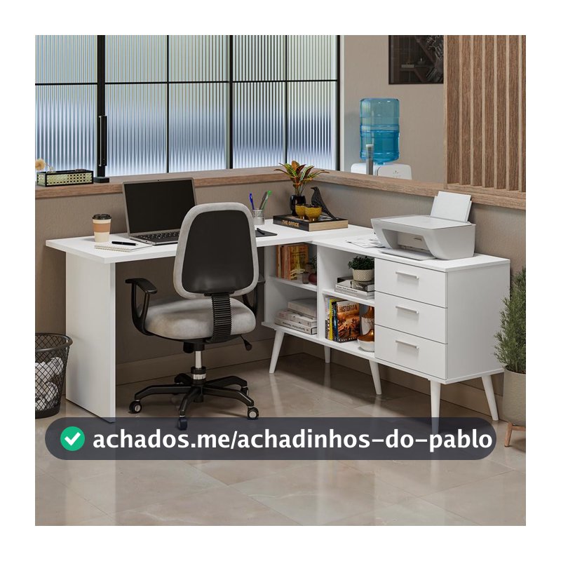 Mesa de Escritório em L 3 Gavetas Lisboa Madesa