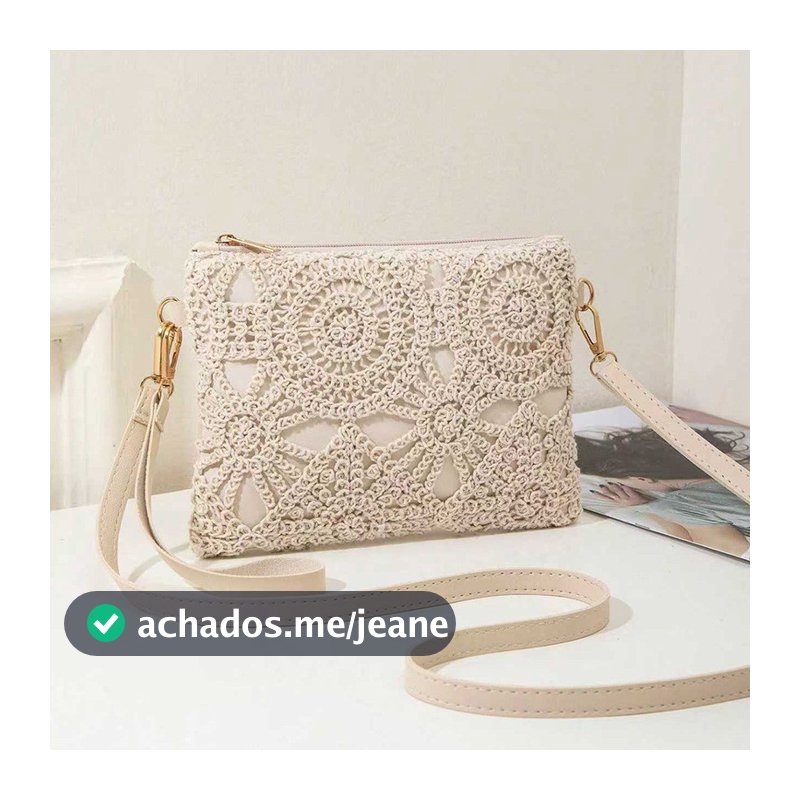 Bolsa transversal vazada em estilo boêmio, bolsa de praia retrô casual, bolsa para celular
