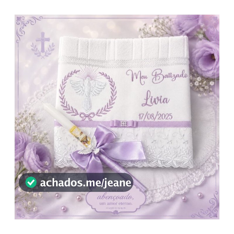 Kit Toalha e vela para Batizado, kit Toalha e Vela  Batismo