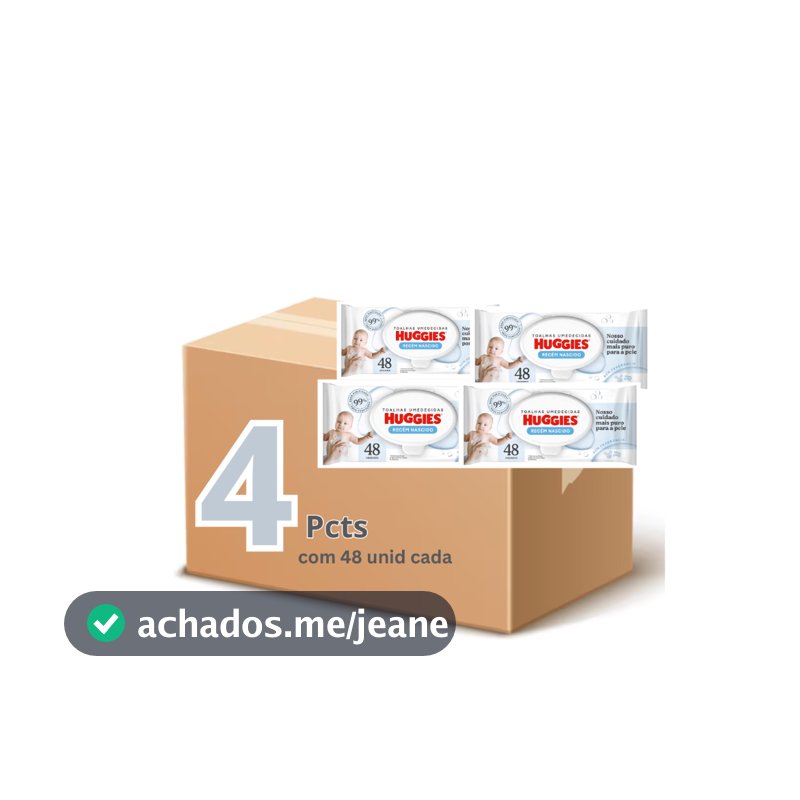 Kit 192 Toalhas Umedecidas Huggies Recém-Nascido | Sem Fragrância | Leve 4 Pague 3