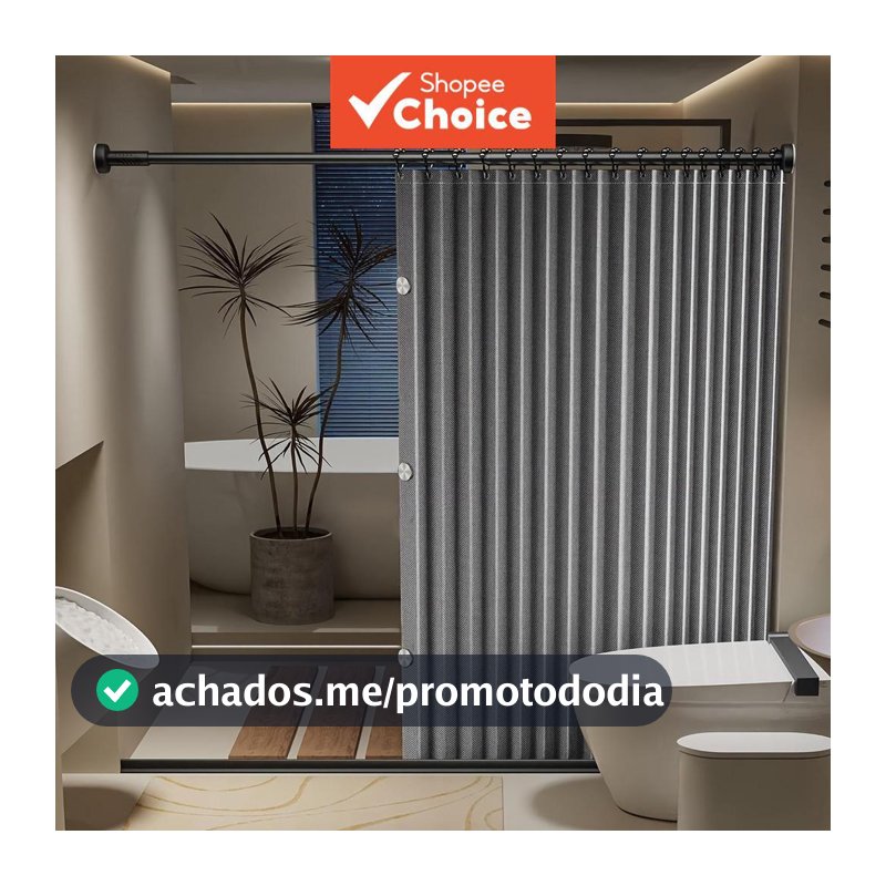 Divisor de Banheiro Pequeno para Separação Seca e Úmida, Cortina de Chuveiro Magnética Impermeável com Dobradiça, Sem