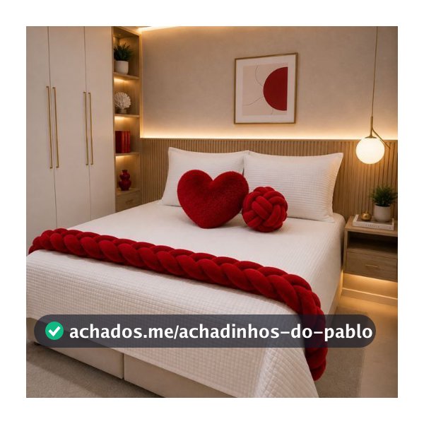 Kit 3 Peças Peseira Trança + Almofada Nó + Almofada Coração em Pelúcia