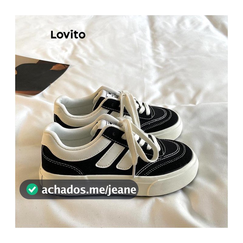 Lovito Tênis Casual Vintage Coreano Para Uso Diário Com Sola Macia E Solado De Lona Para Mulheres LFA47114