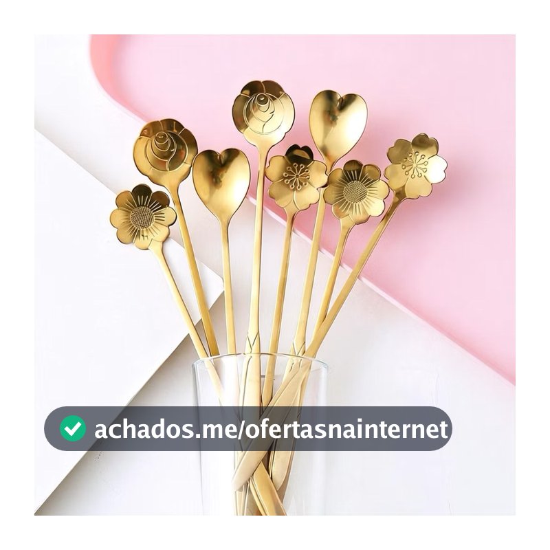 Kit 6 Colher de Café e Chá Formato Rosa/Coração/Flor Aço Inox Talher para Sobremesa e Mesa Posta