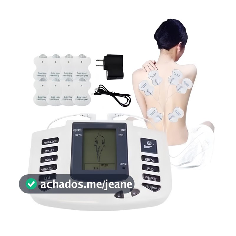 Massageador Corporal Elétrico LCD Kit com Eletrodos 8 Níveis de Intensidade para Tensão Muscular