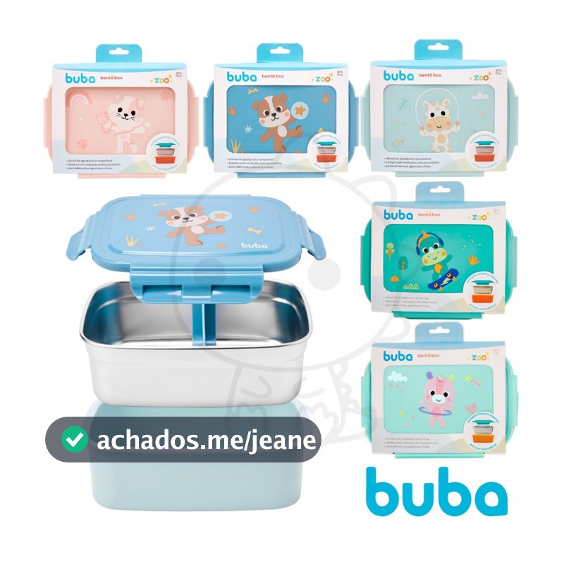 Bento Box Buba De Inox Com Trava e Divisórias Pote Marmita Buba volta as aulas