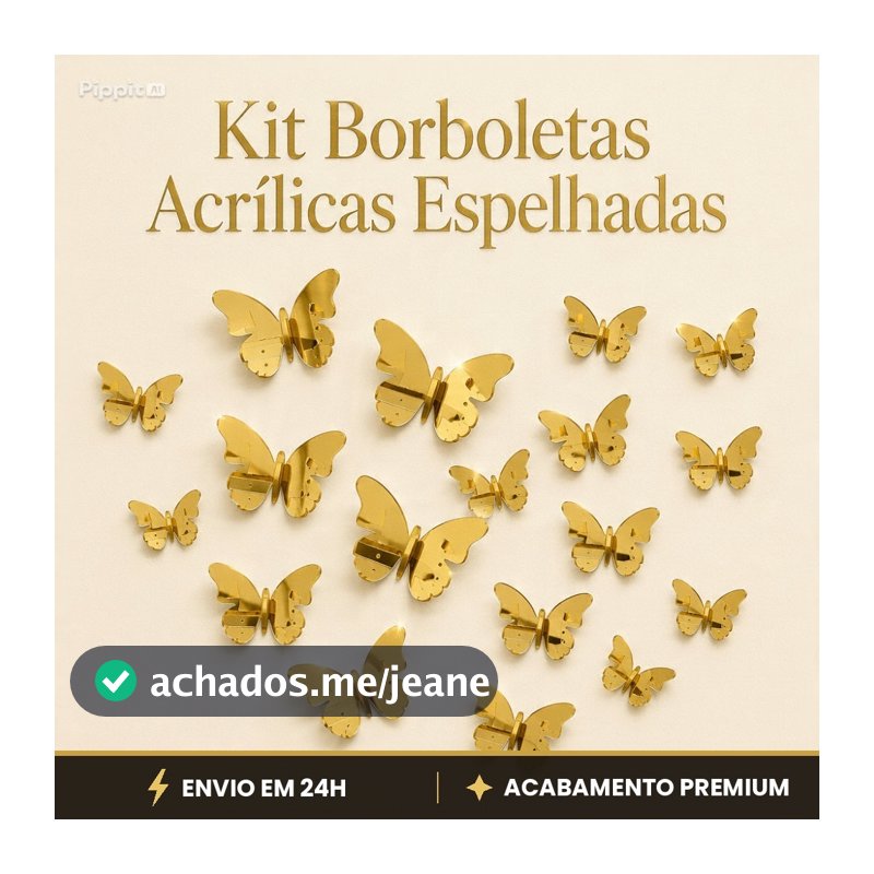 Kit 20 Borboletas Espelhadas Acrílico 3D Decoração de Parede