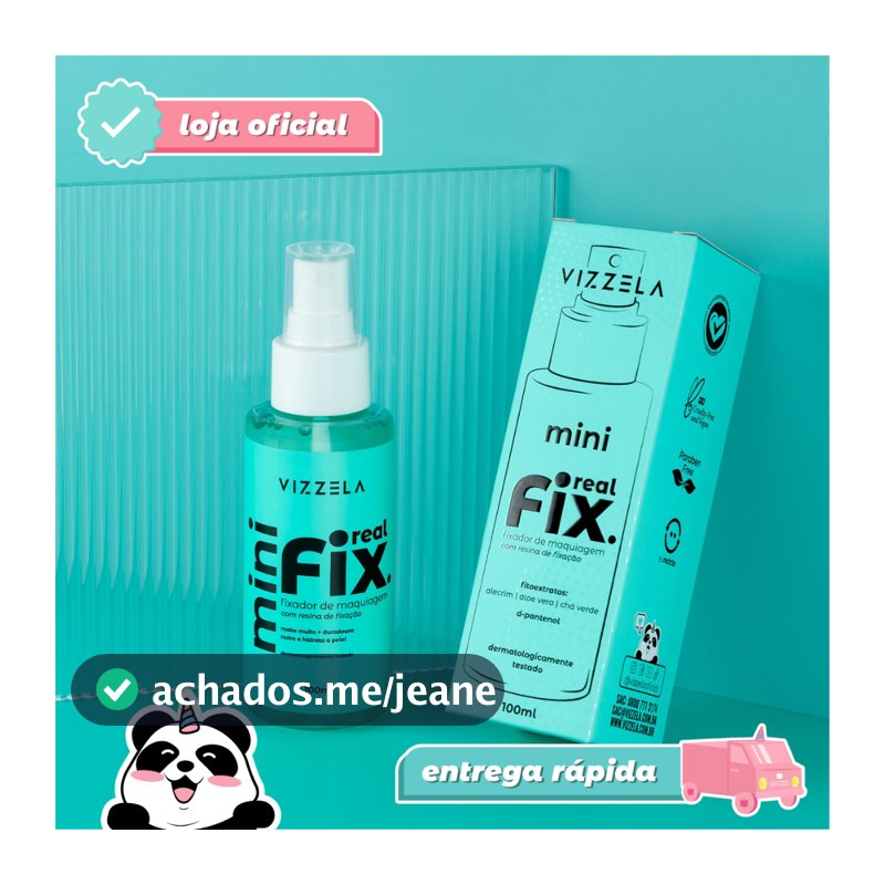 Mini Fixador Bruma Maquiagem Real Fix Spray 100ml Alta Duração Vegano Original Vizzela