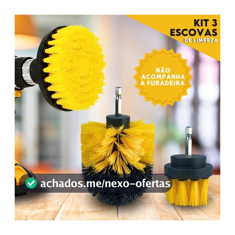Kit 3 Escovas De Limpeza Para Parafusadeira Furadeira - NL