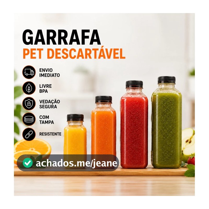 Garrafa Pet Descartável Plástica 200ml 300ml 500ml Com Tampa Garrafa Suco Caldo de Cana Envio Imediato