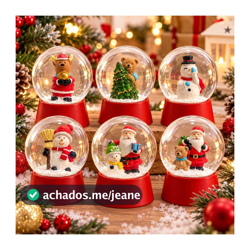 Enfeite De Natal Globo De Neve Vidro 8cm Decoração Natalina