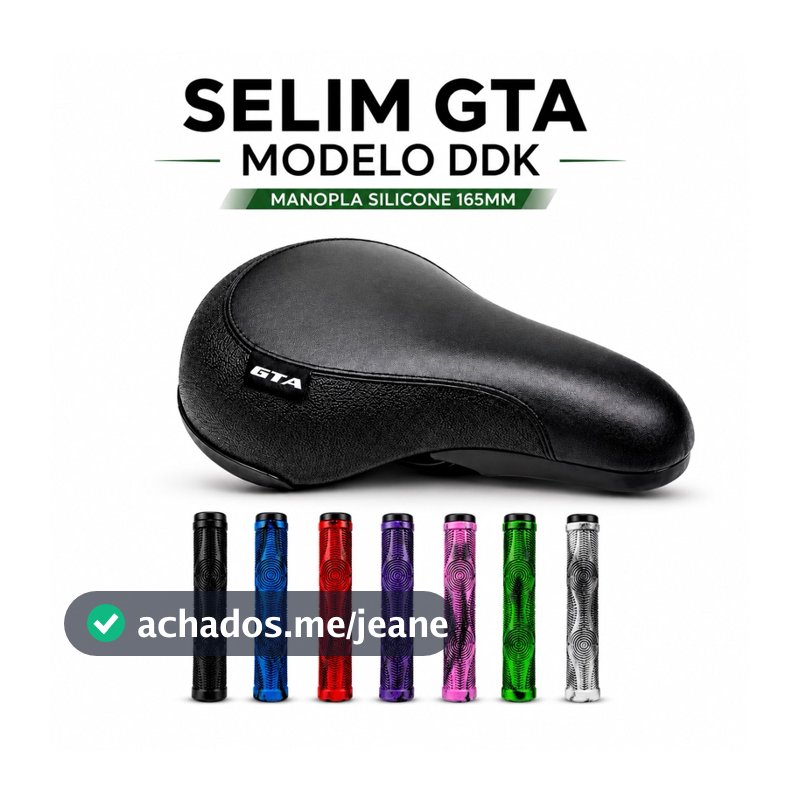 Selim Banco GTA Modelo DDK + Manopla Silicone 165 mm Freeride Bicicleta MTB GRAU BMX Kit Conforto