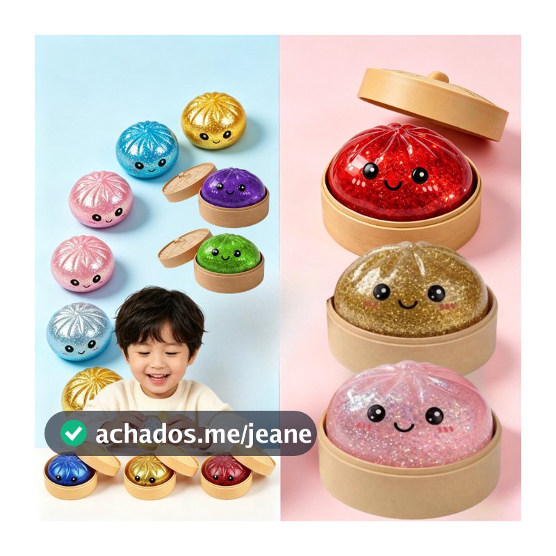 8.5cm/5.5cm Glitter Baozi Squeeze Brinquedo Lento Subindo Macio Estresse Bola Ansiedade Alívio Fidget Com Caixa
