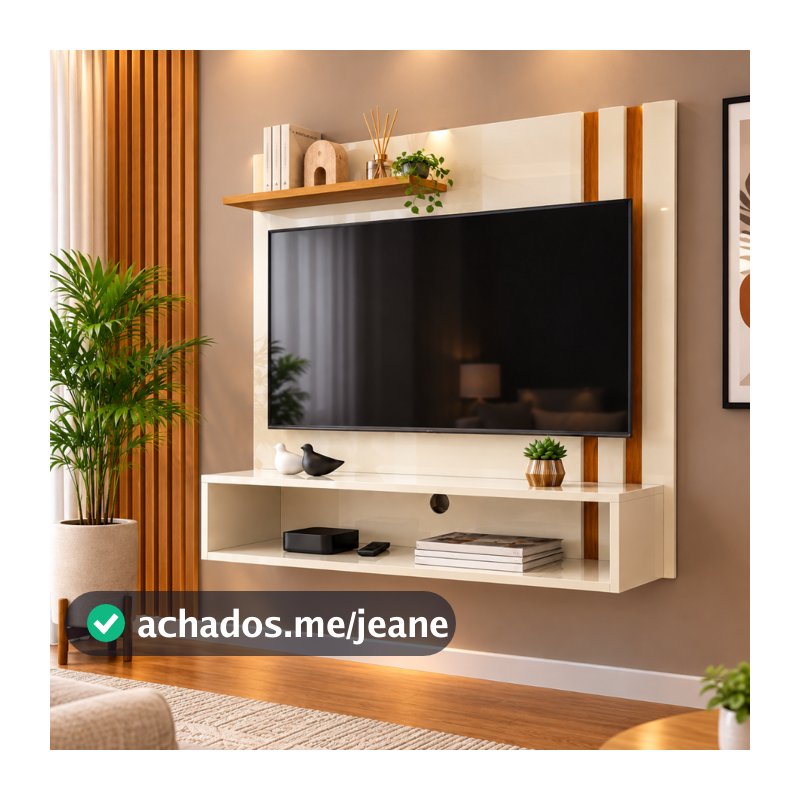 Envio Full Painel para TV até 32 Polegadas 90cm com Nicho e Prateleira, Compacto e Moderno para Sala ou Quarto