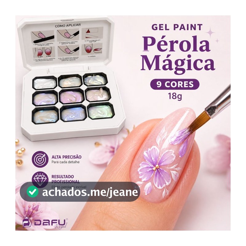 Kit Gel Paint Dafu Pérola Mágica 9 Cores Pigmentado 18g