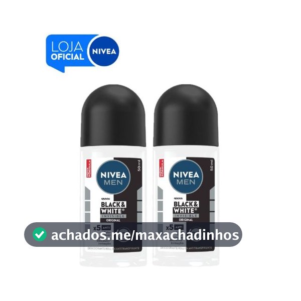 NIVEA KIT Desodorantes Antitranspirante Roll On NIVEA Men Invisible for Black & White 50ml