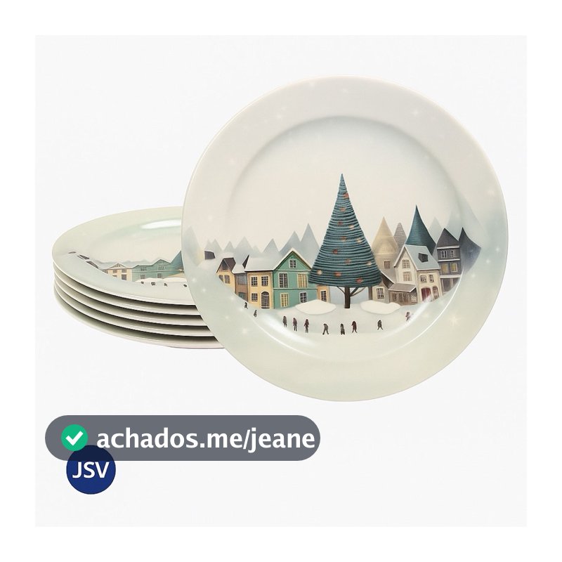 Kit 6 Pratos Sobremesa Natal 17,5cm Melamina – Mesa Posta Ceia Doces Bolos Tortas