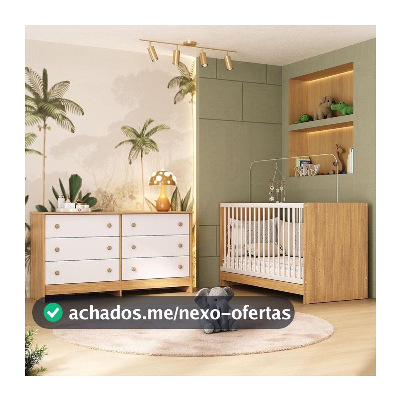 Berço 3 em 1 para Colchão 130 x 60cm com Cômoda Framboesa Multimóveis MP4679